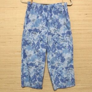 Uniqlo Cinnamoroll Patterned Blue Tie Dye Drawstring Capris Pants size Medium